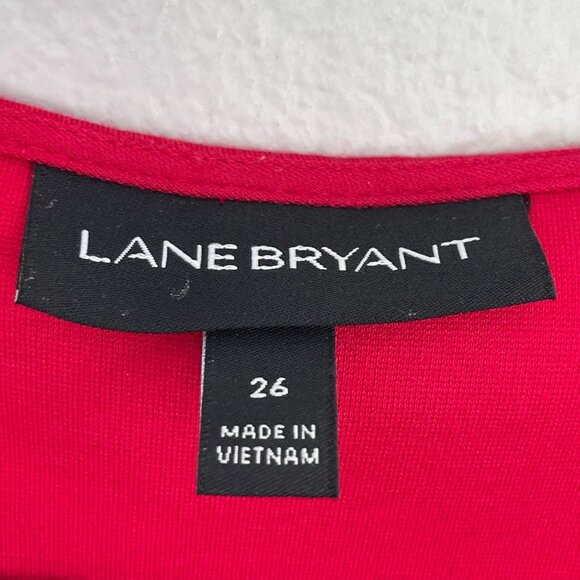 Lane Bryant Womens Plus 26 Red Zip Up Stretch Jacket Peplum Long Sleeve - Picture 3 of 9